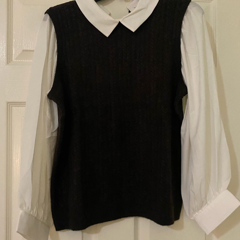CeCe Brown Sweater-Blouse *never worn*